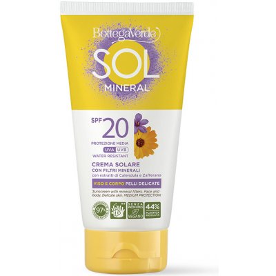 Bottega verde sol voděodolný opalovací krém na obličej a tělo s minerálními filtry SPF20 120 ml