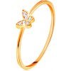 Prsteny Šperky Eshop Zlatý prsten motýlek zdobený kulatými čirými zirkony S3GG135.24