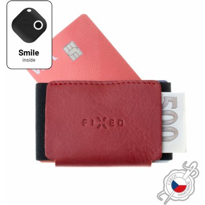 Kožená peněženka FIXED Smile Tiny Wallet se smart trackerem FIXED Smile PRO, červená FIXSM-STN2-RD – Zboží Mobilmania