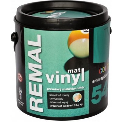 Barvy A Laky Hostivař Remal Vinyl Color mat, prémiová malířská barva, omyvatelná, 540 smaragdově zelená, 3,2 kg – Hledejceny.cz