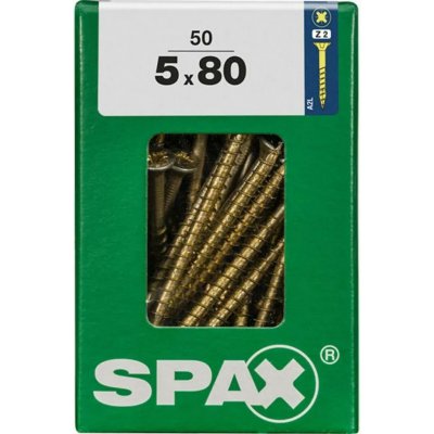 Spax Uni vrut zápust.hlava PZ/Z2 4CUT částečný závit Yellox 5 x 80 mm 50 ks – Hledejceny.cz