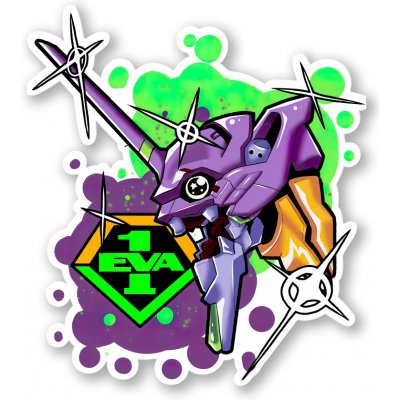 Evangelion Samolepka Cute Eva 01 – Zboží Živě