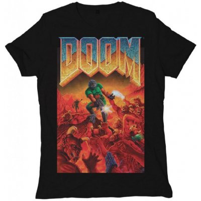 CurePink: pánské tričko Doom: Classic Box Art černé – Zboží Mobilmania