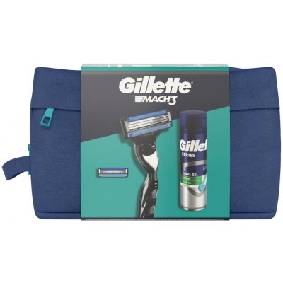 Gillette Dárková sada: Mach3 holicí strojek + 1 Břit + gel Series 200 ml + Taška – Zbozi.Blesk.cz