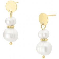 Manoki Luxusní perlové náušnice Debora chirurgická ocel KA211G zlatá Bílá