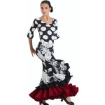 Sukně na flamenco Happy dance EF339 černá bílé květy červený spodní lem – Zboží Dáma