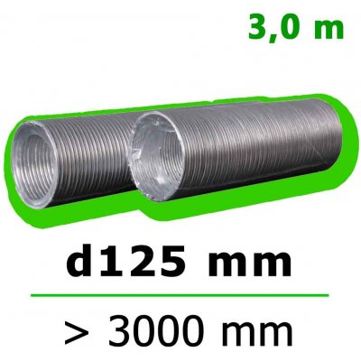 Mikawi Flextube Flexibilní hliníkové potrubí 125 mm x 3000 mm 59-0059 – Hledejceny.cz