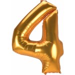 amscan Obří balónek číslo 4 zlatý 137 cm x 91 cm