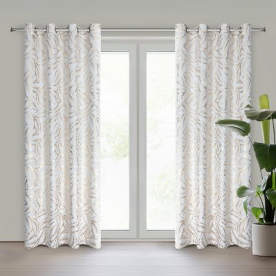 EUROFIRANY ZATEMŇOVACÍ ZÁVĚS NA KROUŽCÍCH MILENA 140X250 CM LISTY – Hledejceny.cz
