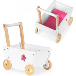 EcoToys dřevěný kočárek pro děti 2v1 růžový