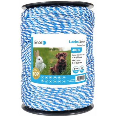 Lanko pro elektrický ohradník, průměr 3 mm, bílo-modré, 0,2 Ω/m – Sleviste.cz