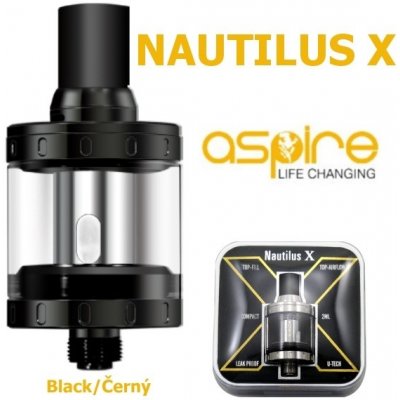 aSpire Nautilus X clearomizer černý 2ml – Sleviste.cz