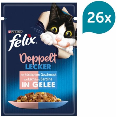 Felix Chutná tak dobře jak vypadá Doppelt Lecker v želé sardinky a losos 26 x 85 g