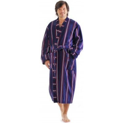 Oxford 1212 proužek pánské bavlněné kimono dlouhý župan kimono modrý proužek 5003 – Zboží Mobilmania