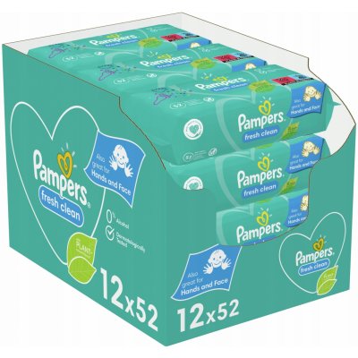 Pampers Fresh Clean Baby Wipes vlhčené ubrousky 624 ks (12x 52 ks) – Zboží Dáma