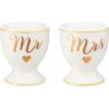 sass & belle Porcelánové stojánky na vejce Mr & Mrs, bílá barva, zlatá barva, porcelán