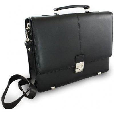 Kožená aktovka se dvěma velkými vnitřními přihrádkami 112-6003A-60 Černá – Sleviste.cz