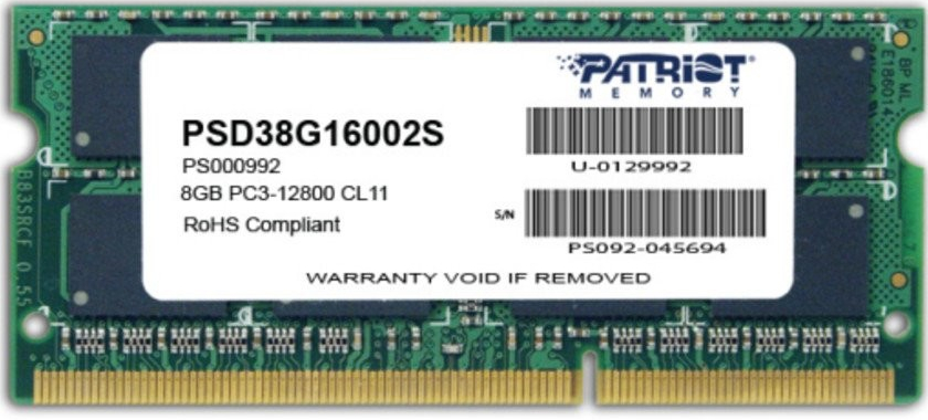 Patriot SODIMM DDR3 8GB 1600MHz CL11 PSD38G16002S