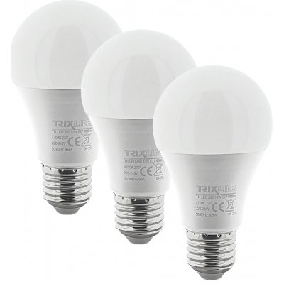 Trixline LED žárovka 10W A60 E27 teplá bílá 3 PACK – Hledejceny.cz