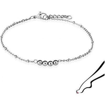 Šperky eshop náramek na kotník z oceli hladké korálky stříbrná Z05.10