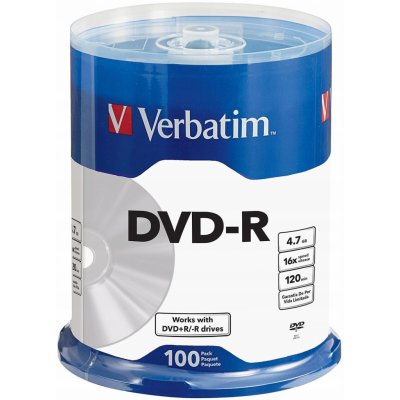 Verbatim DVD-R 4,7GB 16x, Advanced AZO, cakebox, 100ks (43549) – Zboží Živě