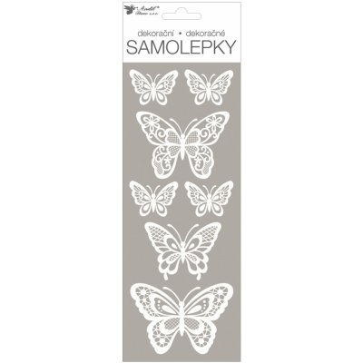 Anděl Samolepky bílé s glitry 11 x 30 cm motýli 15048 – Zbozi.Blesk.cz