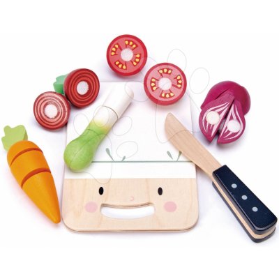 Leaf Toys Mini Chef Chopping Board Tender drevená doska so zeleninou s nožom na krájanie
