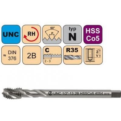 NÁSTROJE CZ Závitník strojní UNC 1"-8 2B HSSCo5 DIN 376 RSP35 - 4054 - CZZ4054-UNC-1"-8-2B – Hledejceny.cz