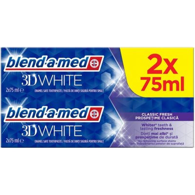 Blend-a-med 3D White Classic Fresh bělicí zubní pasta 2 x 75 ml – Zbozi.Blesk.cz