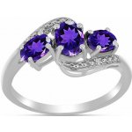 Nefertitis Prsten stříbrný s africkým ametystem a zirkony 016535 AFAM – Hledejceny.cz