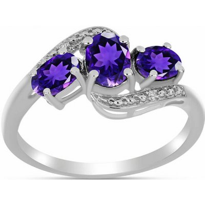 Nefertitis Prsten stříbrný s africkým ametystem a zirkony 016535 AFAM – Hledejceny.cz