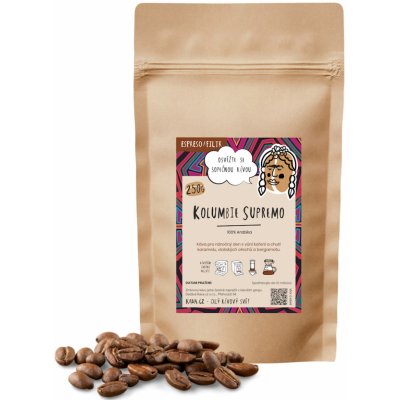 Kava.cz Kolumbie Supremo espreso filtr 250 g – Zbozi.Blesk.cz