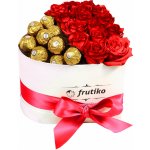 Bílé srdce rudé růže + Ferrero Rocher 13 růží + 15 bonbonů – Zboží Dáma