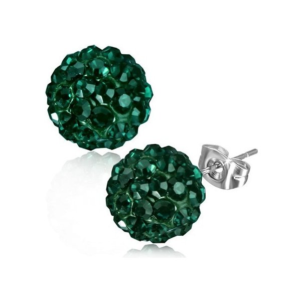 Šperky eshop smaragdově zelené náušnice z oceli s kamínky puzetky AA38.22  od 113 Kč - Heureka.cz