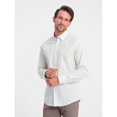 Ombre Clothing pánská košile s dlouhým rukávem Klaern bílá