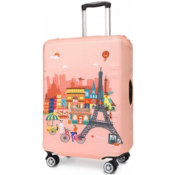 Obal na kufr Miss Lulu Elastický France růžový