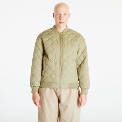 Ladies Oversized Diamond Quilted Bomber Jacket khaki