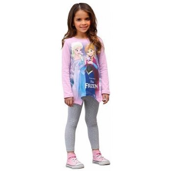 Disney tričko a legíny Ledové království princezna Elsa a Anna (2 ks)pro dívky ružová šedá
