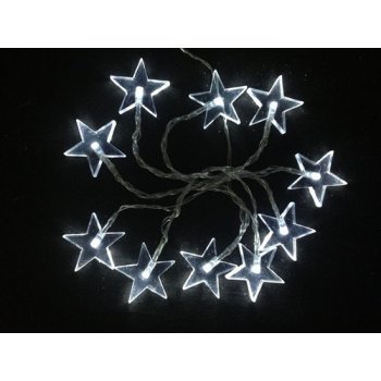 Solight LED vánoční řetěz hvězdy 1,5m 10x LED 2x AA bílé světlo