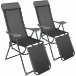 tectake 405972 2 zahradní židle hliníkové s opěrkou hlavy a nohou antracit – Hledejceny.cz