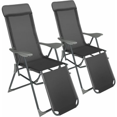 tectake 405972 2 zahradní židle hliníkové s opěrkou hlavy a nohou antracit – Hledejceny.cz