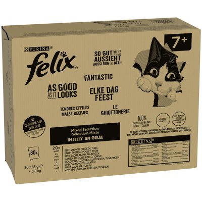 Felix So gut... Senior mix hovězí losos kuře tuňák 80 x 85 g – Zbozi.Blesk.cz