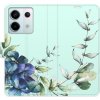 Pouzdro a kryt na mobilní telefon Xiaomi iSaprio Flip Blue Flowers Xiaomi Redmi Note 13 5G / Poco X6 5G s kapsičkami karty