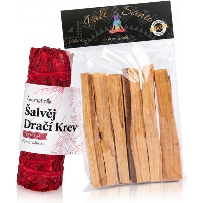 Aromaholik Sada Palo Santo a šalvěj dračí krev dřevo 45 g + svazek 60 g – Hledejceny.cz