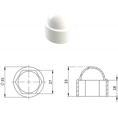 Kovoinox Krytka plastová na matice a šrouby M18, bílá – Hledejceny.cz