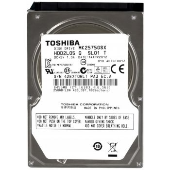 Toshiba 250GB SATA II 2,5", MK2575GSX