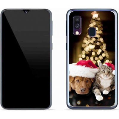 Pouzdro mmCase gelové Samsung Galaxy A40 - vánoční pes a kočka