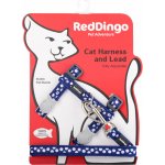 Red Dingo postroj s vodítkem pro kočky White Spots on Navy 12 mm – Sleviste.cz