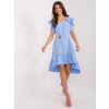 Dámské šaty ITALY MODA Světle modré volánové šaty s páskem a květinou dhj-sk-8921.98-light blue