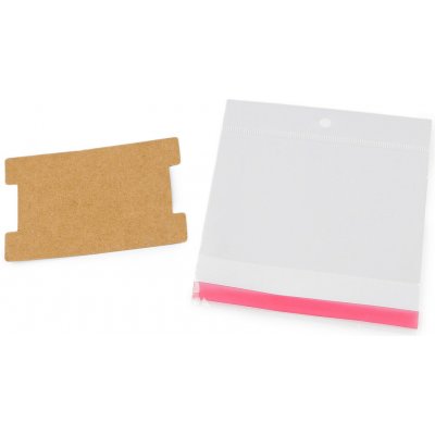 Papírová karta na náramky, gumičky se sáčkem s eurozávěsem 6,2x9,3 cm Varianta: 2 hnědá přírodní, Balení: 200 ks – Zbozi.Blesk.cz